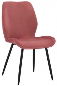 Καρέκλα Klay HM8730.02 49X62,5X87cm Dusty Pink-Black Σετ 2τμχ Βελούδο, Μέταλλο