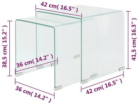 vidaXL Σετ Τραπεζάκια Ζιγκόν 2 τεμ. Διάφανα από Ψημένο Γυαλί