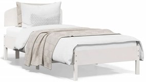 vidaXL Σκελετός Κρεβατιού Χωρίς Στρώμα Λευκό 100x200 εκ. Μασίφ Πεύκο
