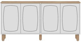Μπουφές Yekta 327ODS1355 150x36x73cm Oak-White Μοριοσανίδα, Μελαμίνη