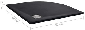 vidaXL Βάση Ντουζιέρας Μαύρη 90 x 90 εκ. από SMC
