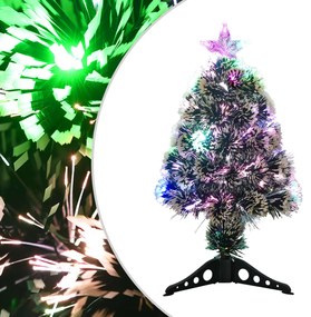vidaXL Χριστουγεν. Δέντρο Προφωτισμένο Οπτικές Ίνες Πράσινο/Λευκό 64εκ