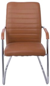 Πολυθρόνα Επισκέπτη COLLET Χρώμιο/Pu Καφέ 54x60x96cm (Σετ 4 ΤΕΜ)
