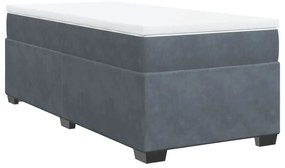 Κρεβάτι Boxspring με Στρώμα Σκούρο Γκρι 80x200 εκ. Βελούδινο - Γκρι