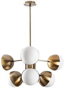 Φωτιστικό Οροφής Karsor 584TTM1257 64x64x79cm 6xE27 40W Gold-White Opviq