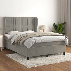 ΚΡΕΒΑΤΙ BOXSPRING ΜΕ ΣΤΡΩΜΑ ΑΝΟΙΧΤΟ ΓΚΡΙ 140X190 ΕΚ. ΒΕΛΟΥΔΙΝΟ 3129327