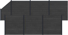 vidaXL Σετ Φράχτη 7 pcs 1138 x 186 εκ WPC και Αλουμίνιο Μαύρο