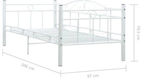 vidaXL Πλαίσιο για Καναπέ - Κρεβάτι Λευκό 90 x 200 εκ. Μεταλλικό