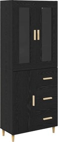 vidaXL Highboard Μαύρη Οξυά 34,5 x 34 x 180 εκ. Επεξεργασμένο ξύλο
