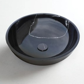 Fossil Molo Marble DR45-400 Επιτραπέζιος Μαρμάρινος Νιπτήρας Marquina Nero Ø45 εκ.