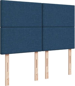 vidaXL Κρεβάτι Boxspring με Στρώμα Μπλε 140x190 εκ. Υφασμάτινο
