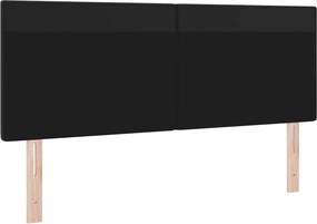 vidaXL LED κεφαλάρι Μαύρο 144 cm Τεχνητό Δέρμα