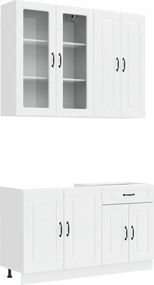 vidaXL Μονάδα κουζίνας KALMAR 4 pcs Γυαλιστερό Λευκό