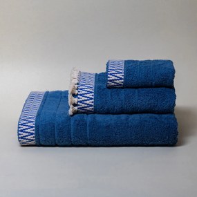 Πετσέτα Σώματος (80x150) White Fabric Foki Blue 600gsm