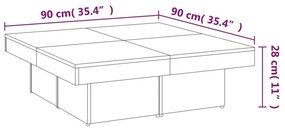 Τραπεζάκι Σαλονιού Γκρι Sonoma 90x90x28 εκ. Επεξεργασμένο Ξύλο - Γκρι