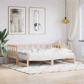 Καναπές Κρεβάτι Συρόμενος 90 x 200 εκ. Μασίφ Ξύλο Πεύκου