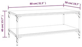 Τραπεζάκι Σαλονιού Μαύρο 80x50x40 εκ. Επεξεργασμένο Ξύλο - Μαύρο