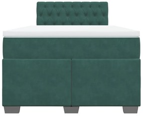 vidaXL Κρεβάτι Boxspring με Στρώμα Σκούρο Πράσινο 120x190εκ. Βελούδινο