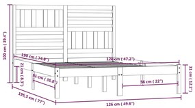 ΠΛΑΙΣΙΟ ΚΡΕΒΑΤΙΟΥ 120X190 ΕΚ ΜΑΣΙΦ ΞΥΛΟ ΠΕΥΚΟΥ 4FT SMALL DOUBLE 3100993