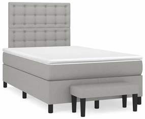 vidaXL Κρεβάτι Boxspring με Στρώμα Ανοιχτό Γκρι 120x190 εκ. Υφασμάτινο