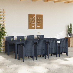 vidaXL Σετ Τραπεζαρίας Κήπου 9 Τεμαχίων Ανθρακί Συνθετικό Ρατάν