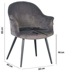 Πολυθρόνα Τραπεζαρίας C-985 Fylliana Γκρί 65x65x83εκ. 2αδα 65x65x83 εκ.