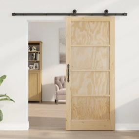 vidaXL Γυάλινη Πόρτα  με Σετ Υλικών 86x198.5 εκ. Μασίφ Ξύλο Πεύκου