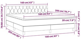 vidaXL Κρεβάτι Boxspring με Στρώμα Κρεμ 160x200 εκ. Υφασμάτινο