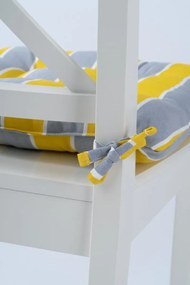 Stewehome Μαξιλάρι καθίσματος με δέσιμο σετ από γκρι και λευκό ύφασμα 40x40 cm