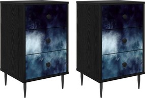 vidaXL Κομοδίνο RAALTE 2 τμχ. Μαύρη Δρυς 36 x 33 x 61 εκ.