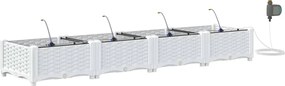 vidaXL Γλάστρα Κήπου 4 τμχ. Λευκό 160 x 40 x 22 cm PP