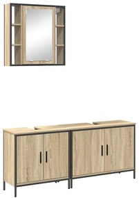 vidaXL Σετ Επίπλων Μπάνιου με ράφι με πόρτα 3 pcs Καφέ 60 x 30 x 60 cm