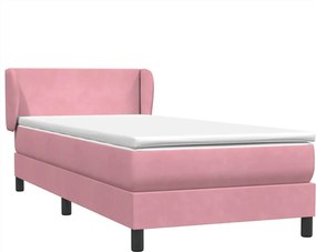 vidaXL Κρεβάτι Boxspring με Στρώμα Ροζ 80x220 εκ. Βελούδινο