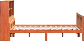 vidaXL Κρεβάτι Βιβλιοθήκη Χωρίς Στρώμα Καφέ 150x200 εκ Μασίφ Πεύκο