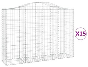 vidaXL Συρματοκιβώτια Τοξωτά 15 τεμ. 200x50x140/160 εκ. Γαλβαν. Ατσάλι