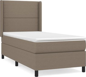 vidaXL Κρεβάτι Boxspring με Στρώμα Taupe 90x190 εκ.Υφασμάτινο