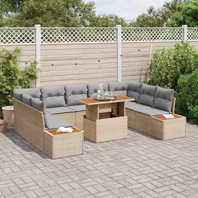 vidaXL Σέτ φαγητού για κήπο 10 pcs Μπεζ, Γκρι 100 x 55 x 73 εκ