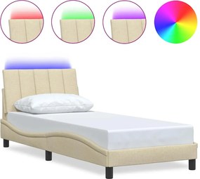 vidaXL Πλαίσιο κρεβατιού χωρίς στρώμα Hanko Κρέμα 80x200cm Ύφασμα