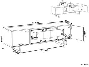 Τραπέζι Tv Berwyn 1173, Μαύρο, Ανοιχτό χρώμα ξύλου, 160x50x40cm, 30 kg | Epipla1.gr