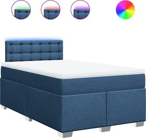 vidaXL Κρεβάτι Boxspring με Στρώμα Μπλε 120x190 εκ. Υφασμάτινο