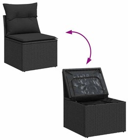 vidaXL Σετ Καναπέ Κήπου με μαξιλάρι 7 pcs Μαύρο Πολυ ράταν