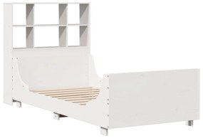 vidaXL Κρεβάτι Βιβλιοθήκη Χωρίς Στρώμα Λευκό 90x190 εκ Μασίφ Πεύκο
