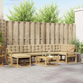 vidaXL Σειρά Καναπέ Εξωτερικού με μαξιλάρι 8 pcs Λευκό και Μπεζ