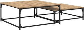 vidaXL Τραπεζάκι σαλονιού 2 pcs Artisan Oak 80 x 80 x 35 cm