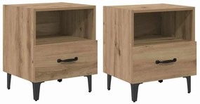 vidaXL Κομοδίνο με συρτάρι 2 pcs artisan δρυς 40 x 35 x 47.5 εκ