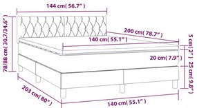 Κρεβάτι Boxspring με Στρώμα &amp; LED Σκ. Γκρι 140x200εκ. Βελούδινο - Γκρι