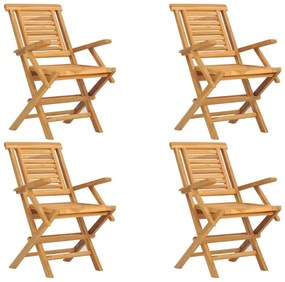 Καρέκλες Κήπου Πτυσσόμενες 4 τεμ. 56x63x90 εκ. Μασίφ Ξύλο Teak - Καφέ