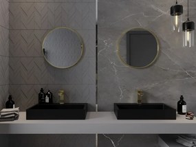 Mexen Loft στρογγυλός καθρέφτης μπάνιου 40 cm, πλαίσιο σε βουρτσισμένο χρυσό