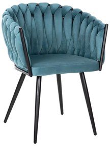 CHAIR LUANDA  TURQUOISE VELVET-BLACK METALLIC LEGS 62x54x79Hcm.