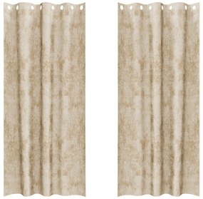 vidaXL κουρτίνες Velvet 2 τμχ με τσιμπίδες Κρεμ 260x140 εκ.
